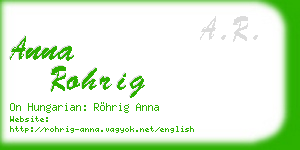 anna rohrig business card